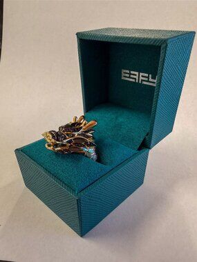 Effy 14K Gold Tsavorite & Black Diamond Dragon Ring Statement Luxury Mens Unisex